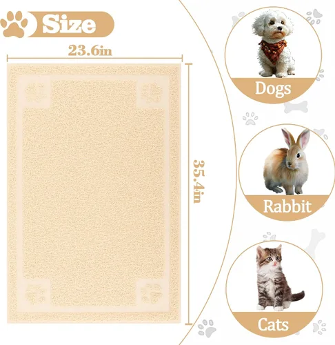 Miniatura 2 de Darkyazi Tapete de alimentación para mascotas grande para perros y gatos, 24 x 36 pulgadas, flexible y fácil de limpiar, lo mejor para tapete