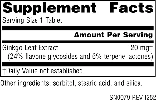 Miniatura 2 de Source Naturals Ginkgo-24 - Extracto de Ginkgo Biloba, 24% Glucósidos de Flavona 6% Lactonas Terpénicas -120 mg - 60 Tabletas