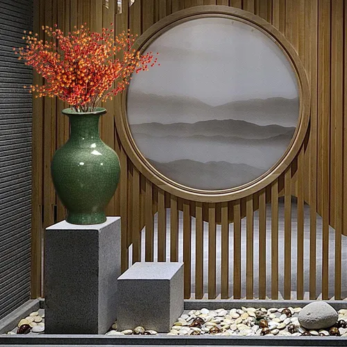 Miniatura 3 de Jarrón de Arte Cerámico Chino Hecho a Mano de Porcelana Antigua con Esmalte de Grieta de Hielo Grande Botella de Flores de Porcelana China