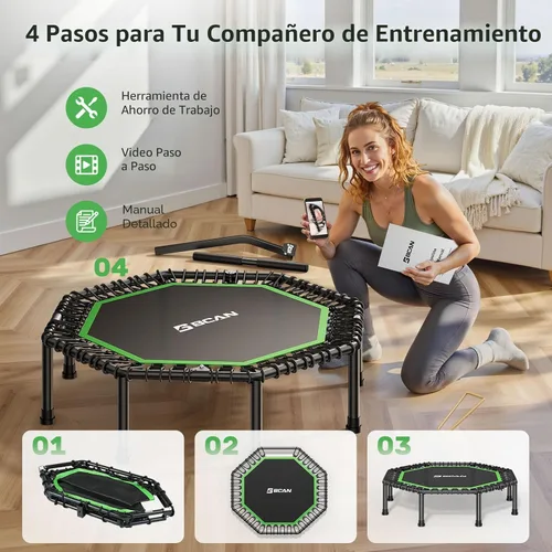 Miniatura 7 de BCAN - Cama elástica miniatura octagonal de 51 pulgadas, carga máxima de 450 libras; cama elástica de aptitud física con barra de asa T ajustable