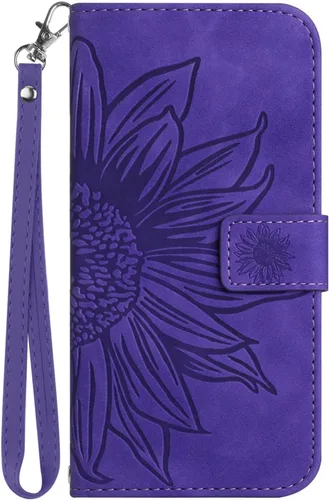 Miniatura 8 de XYX Wallet Case Compatible with Honor X7, Emboss Half Flower Floral PU Leather Flip Protective Case with Wrist Strap Kickstand for Honor X7, Deep