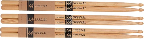 Miniatura 5 de Baquetas LA Specials - Baquetas de nogal 5A - Juego para tambores acústicos o electrónicos - Punta de madera ovalada - Peso y tono consistentes - 3