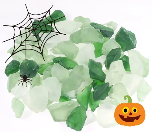Miniatura 3 de Piedras preciosas de vidrio verde esmeralda de 10 libras, canicas de vidrio plano y vidrio esmerilado mezclado con verde, ideal para acuarios