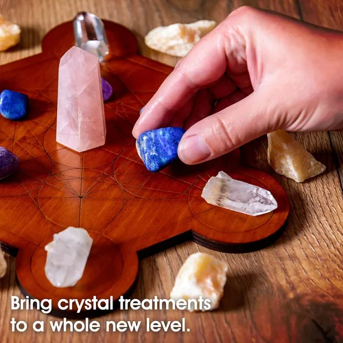 Miniatura 8 de Tablero de rejilla de cristal para piedras, cubo de Metatrón de 10 pulgadas de diámetro, tablero de geometría sagrada, amplifica el poder de tus