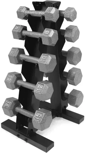Miniatura 16 de WF Athletic Supply Juego de mancuernas de hierro fundido, juego de mancuernas hexagonales sólidas, color gris, entrenamiento de fuerza, pesas libres