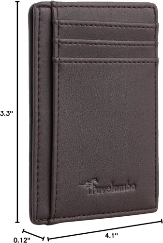 Miniatura 151 de Travelambo billetera mediana y minimalista de cuero para bolsillo frontal, con bloqueo de interferencia de radiofrecuencia