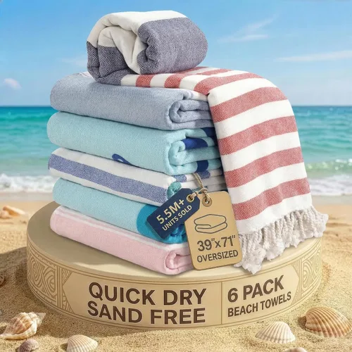 Miniatura 87 de LANE LINEN - Paquete de 4 toallas de playa de gran tamaño, toalla de piscina prelavada, extragrande, de secado rápido y sin arena, toalla de viaje