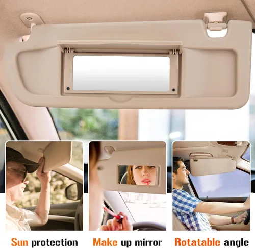 Miniatura 4 de Visera solar izquierda y derecha para Honda Civic EX LX Sedan SI Coupe, lado del conductor y del pasajero, repuesto de parasol beige 83280-SNA-A01ZC