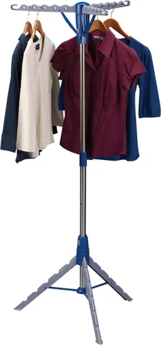 Miniatura 4 de Household Essentials 5009-1 Tendedero portátil plegable para interiores con trípode para colgar ropa Plata y azul tamaño mediano