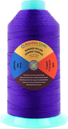 Miniatura 109 de Mandala Crafts - Hilo de nailon para coser cuero, tapicería, mezclilla y para trenzar el pelo; resistente, 1500 yardas, tamaño 69 T70 Marrón