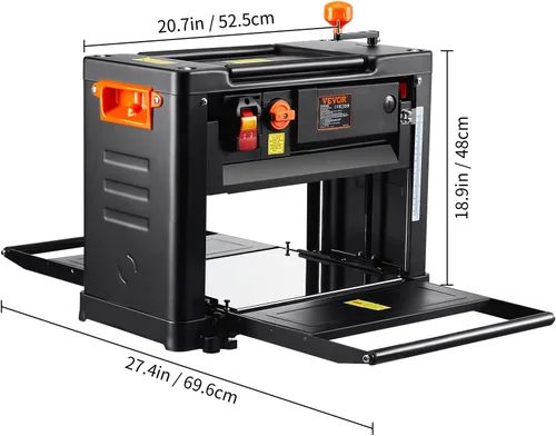 Miniatura 8 de VEVOR Cepilladoras de Banco Eléctricas, Tres Hojas, Dos Velocidades, Cepilladora de Espesor de Banco con Mesa de Trabajo de 13" de Ancho y Mesa
