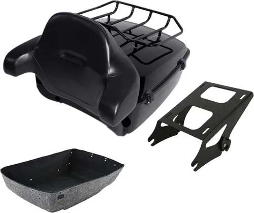 Miniatura 35 de TCMT King - Caja para maletero de motocicleta, almohadilla para respaldo, portaequipajes, altavoces, luces laterales, luz trasera para Harley