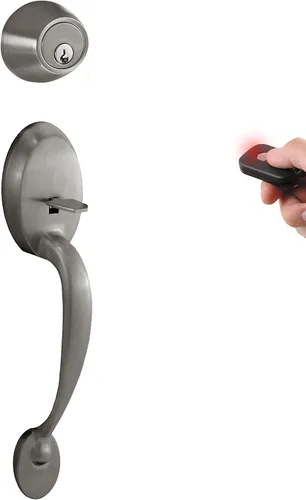 Miniatura 2 de MiLocks BWF-02AQ - Juego de cerradura digital para puerta y manija de paso con entrada sin llave a través de control remoto para puertas exteriores