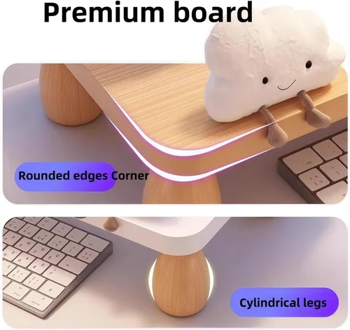 Miniatura 4 de Juego de soporte de monitor para escritorio, elevador de monitor de madera con estante de almacenamiento, soporte de monitor de computadora