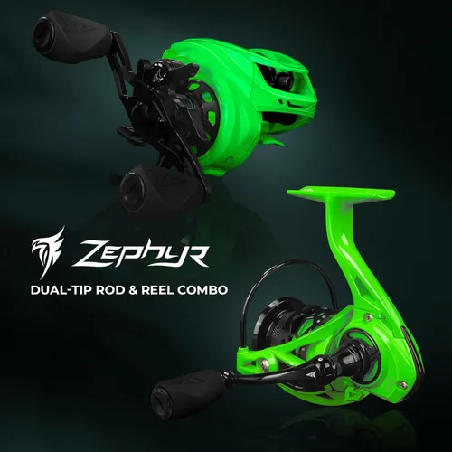 Miniatura 10 de KastKing Zephyr - Combo de caña de pescar y carrete de doble punta, sección de puntas dobles para diferentes potencias, 2 piezas en blanco