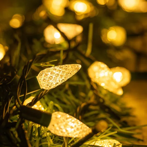 Miniatura 4 de Dazzle Bright C6 - Tira de luces de Navidad, 200 luces LED de 66 pies, impermeables, conectables con temporizador, 8 modos de luces de Navidad