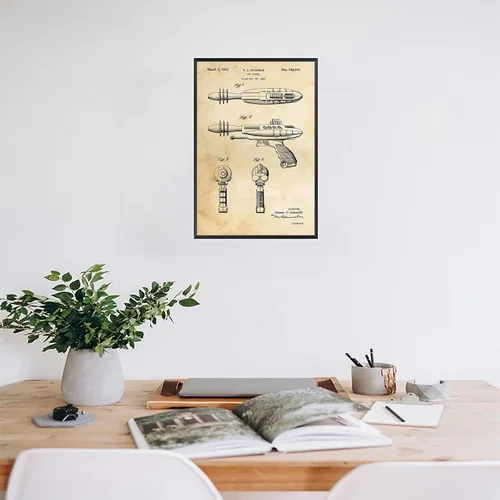 Miniatura 6 de Póster retro de juguete con pistola láser de Estados Unidos, arte de pared, arte de pared de ciencia ficción futurista, impresión de pistola