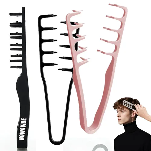 Miniatura 12 de Nowavibe Magic Comb - Peine de peinado con textura para hombres y mujeres, volumen y textura instantáneos, sin roturas ni tirones, estilos en Negro