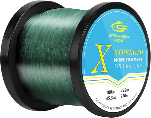 Miniatura 14 de SF - Línea de pesca monofilamento premium, carrete X-Strong de nailon mono material, línea líder para agua salada y agua dulce, Verde de alta