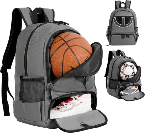 Miniatura 16 de Mochila de baloncesto para hombres y mujeres con compartimento para pelota y zapatos, capacidad de 30L, ligera y transpirable, mochila de fútbol