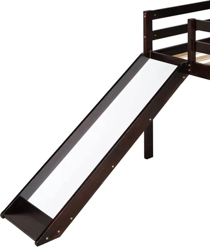 Miniatura 7 de Cama tipo loft de madera maciza con diseño multifuncional para niños y niñas (espresso)