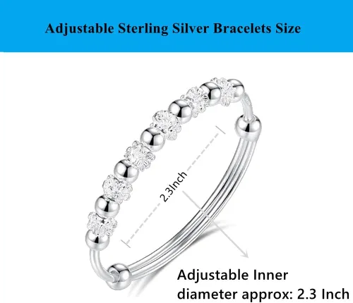 Miniatura 2 de Pulseras de plata de ley 925 para mujer, pulsera de transferencia de la suerte, ajustable, joyería de moda para mujer