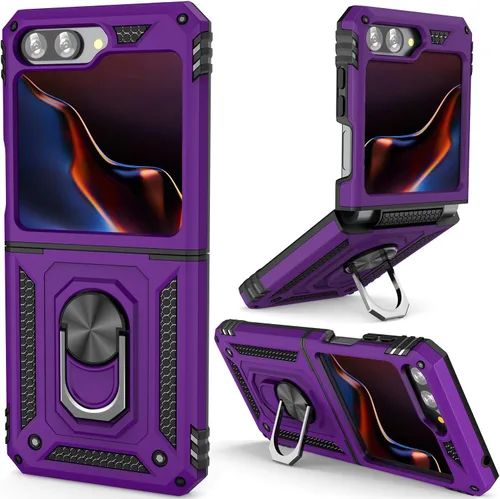 Miniatura 8 de ADDIT Z Flip 5 - Funda para Samsung Galaxy Z Flip 5, con anillo de soporte, soporte ajustable, grado militar, protección resistente, a prueba