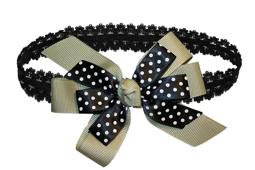 Miniatura 48 de WEBB DIRECT2U WD2U - Diadema elástica con lazo de grogrén de puntos negros para niñas (verde manzana)