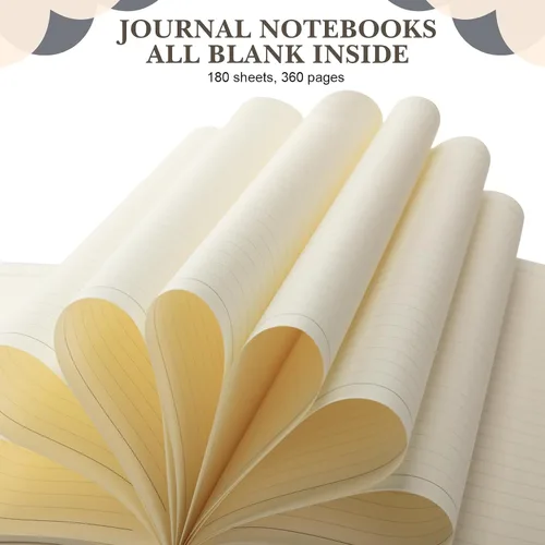 Miniatura 4 de SATINIOR - Paquete de 5 cuadernos A4 grandes, diario de 360 páginas, tapa dura de cuero suave, cuadernos con papel grueso rayado para escribir, Gris