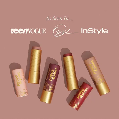 Miniatura 5 de Poppy & Pout Tinte labial natural, tubo de cartón, relleno a mano, cera de abejas, vitamina E, aceite de coco, libre de crueldad, tonos totalmente