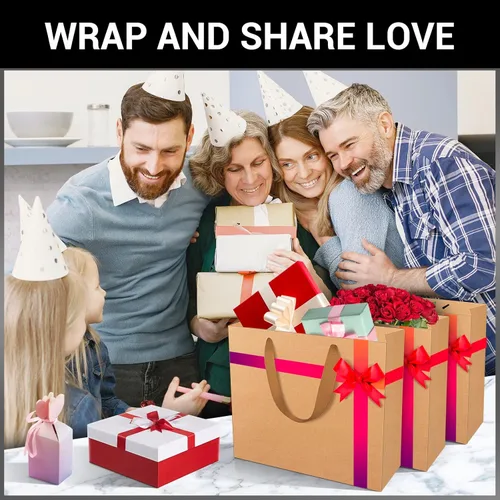 Miniatura 6 de EUSOAR Bolsas grandes para envolver regalo a granel, 20 bolsas de papel kraft de 12.5 x 4.5 x 11 pulgadas con asas, bolsas de envoltura