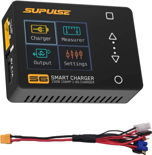 SUPULSE Lipo - Cargador de batería inteligente de 150 W/10 A para 1-6S LiPo/LiHv/Lion/Life, 1-16S NiMH, 1-12S Pb Baterías RC Cargador de equilibrio