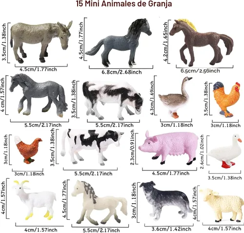 Miniatura 2 de 15 piezas de mini figuras de juguetes realistas de animales de granja, juego educativo de aprendizaje de plástico, suministros de fiesta temática