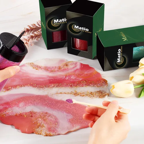 Miniatura 7 de Matio Polvo iridiscente de purpurina ultra fina, 7.76 onzas/7.76 oz verde esmeralda para manualidades, copos de lentejuelas metálicas de 1/128