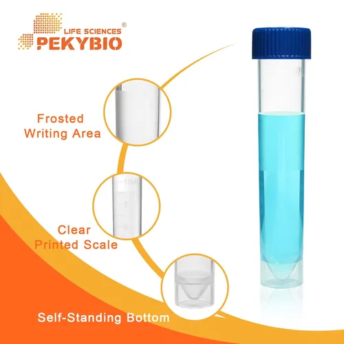 Miniatura 3 de PEKYBIO Tubos de ensayo graduados de plástico transparente, contenedor de almacenamiento de muestras estériles de 0.3 fl oz con tapón de rosca, tubo