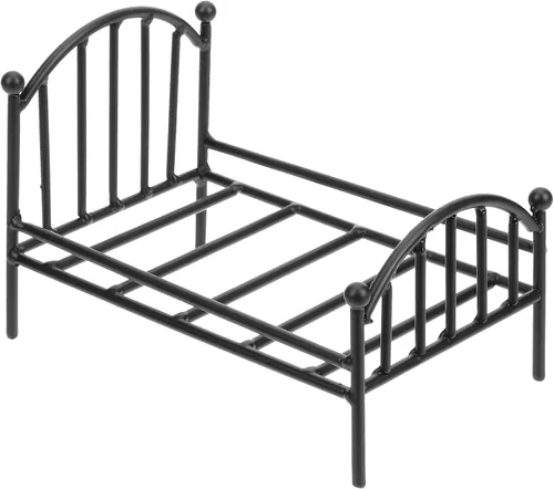 iplusmile - Marco de cama de metal en miniatura para casa de muñecas, 6.29 x 4.33 x 3.93 pulgadas, accesorio de muebles de dormitorio para