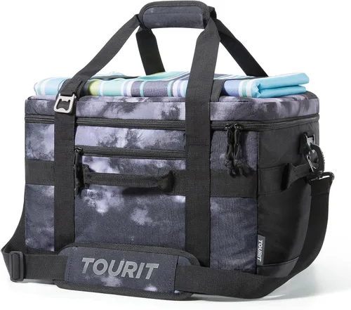 Miniatura 11 de TOURIT Lonchera térmica con lados blandos 48/60 latas gran bolsa de almuerzo plegable, caja de hielo, 8.4/10.6 galones enfriadores sin fugas y Negro