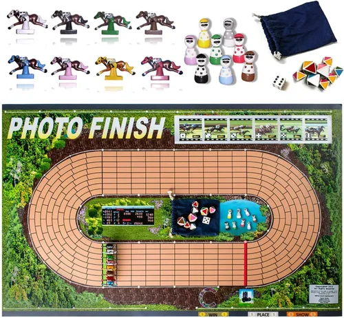 Photo Finish Horse Track Racing Juego de mesa | Mejor nuevo juego de fiesta de salón divertido | Edición clásica | Caballos mejorados