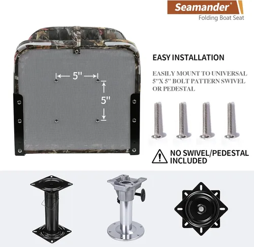 Miniatura 4 de Seamander - Paquete de 2 asientos de barco de 19 pulgadas de alto, asientos plegables para barco Wooldland Leaf Camo Tornillos de acero