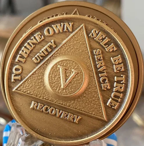 Miniatura 3 de Medallón AA de 2 años Grande 1.5 pulgadas Heavy Premium Bronze Sobriety Chip
