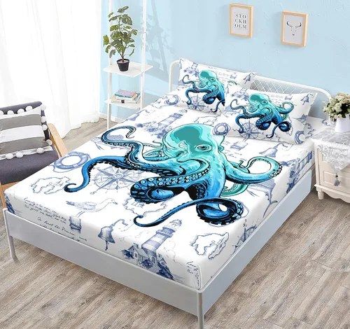 Miniatura 19 de HOSIMA Juego de ropa de cama de 3 piezas para niños, color negro, tamaño individual, sábana bajera ajustable de ajolote de dibujos animados, vida