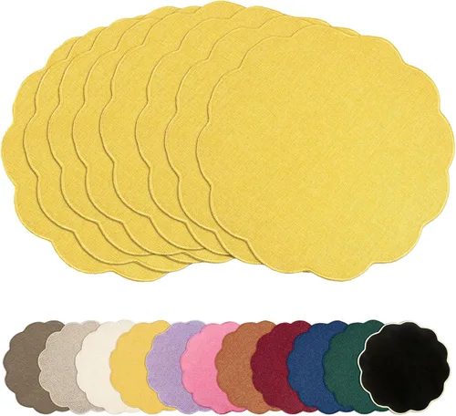 Miniatura 13 de AHHFSMEI Juego de 4 manteles individuales redondos de lino sintético, alfombrillas de mesa impermeables, resistentes al calor, antideslizantes y a