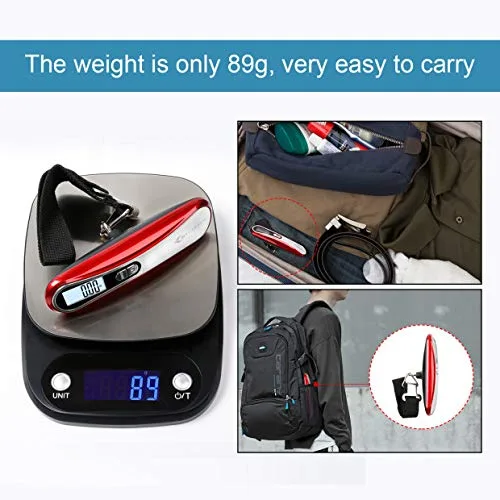 Miniatura 5 de MYCARBON Báscula de equipaje digital colgante para equipaje, báscula de peso portátil de viaje, báscula de pesaje de maleta con pantalla LCD