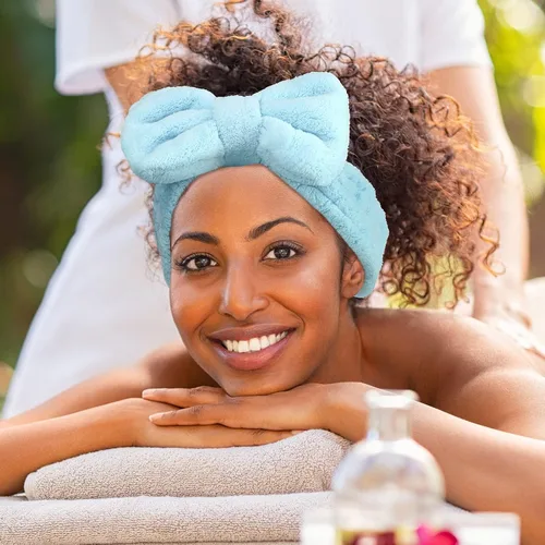 Miniatura 5 de Diadema de toalla de 3 piezas para mujer, diadema de maquillaje para lavar la cara, maquillaje spa, diadema de microfibra con moño, diadema de ducha