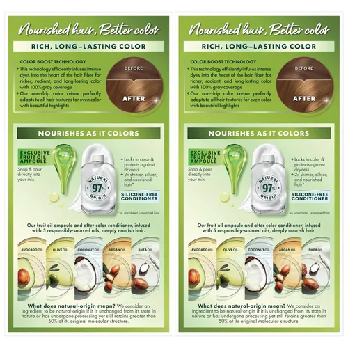 Miniatura 11 de Garnier Nutrisse - Tinte permanente en crema nutritiva para el cabello, 73 rubio dorado oscuro (Honey Dip), 2 unidades (el empaque puede variar)