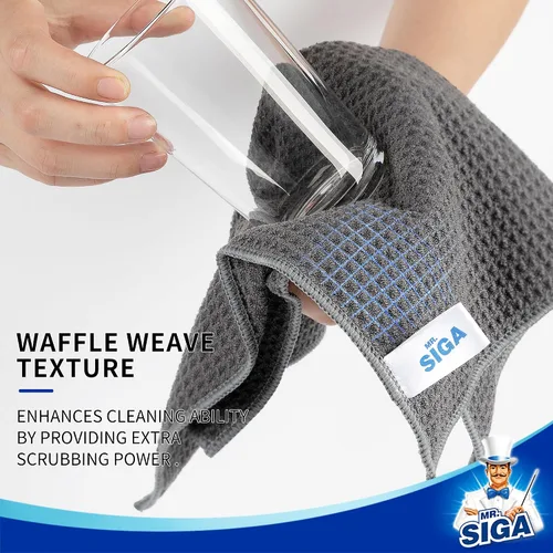 Miniatura 3 de MR.SIGA Paños de limpieza con patrón de gofres, paños de limpieza de microfibra absorbentes reutilizables, toallas de cocina de microfibra sin Gris