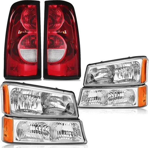 Miniatura 9 de Conjunto de faros delanteros y luces traseras compatible con 2003-2006 Chevy Silverado 1500 2500 3500, carcasa negra Silverado Classic 07, faro