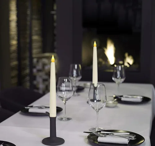 Miniatura 7 de Velas cónicas sin llama con control remoto y temporizador, candeleros LED que funcionan con baterías con llama 3D parpadeante, velas falsas