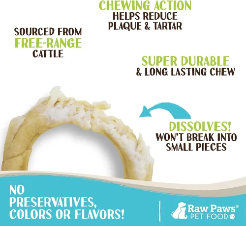 Miniatura 2 de Raw Paws Anillos de cuero crudo comprimido para perros, 6 pulgadas, 5 unidades – empaquetados en los Estados Unidos – Anillos de cuero crudo – Donas