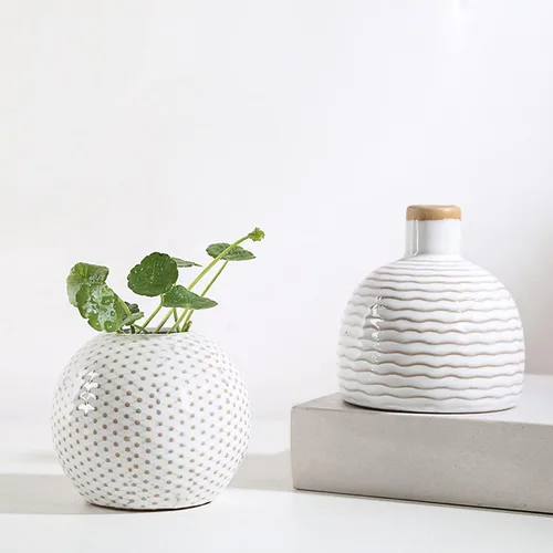 Miniatura 7 de Juego de 4 jarrones pequeños de cerámica minimalista boho para dormitorio, sala de estar, oficina, chimenea, centro de mesa, jarrones blancos Antiguo